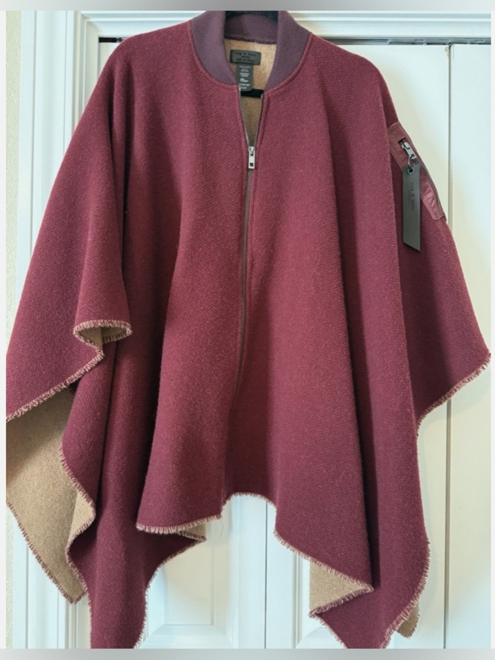 rag & bone Maroon Camel Poncho Sweater